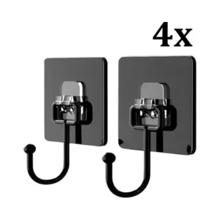 Cheaperito Zelfklevende Ophanghaken I Ophangsysteem I Zelfklevende Muur Hangers I Ophanghaakjes I Handdoekhaakjes I Keukenhaakjes I 4 Stuks I Zwart