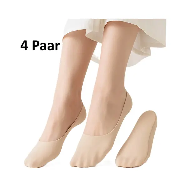 Cheaperito 4 Paar Verkoelende Sokken Voor Dames I Onzichtbare Sokken I Stofsokken I Zacht & Lichtgewicht I Bootsokken I Maat 36-42 I Beige thumbnail