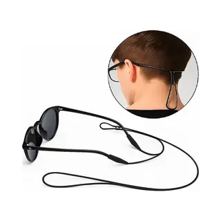 Cheaperito Elastische Brillenkoord I Siliconen Brillenbandje I Verstelbaar I Zonnebril Koord I Bril Touwtje I Koord Bril I Anti-Slip I Universeel I 55 Cm I Zwart