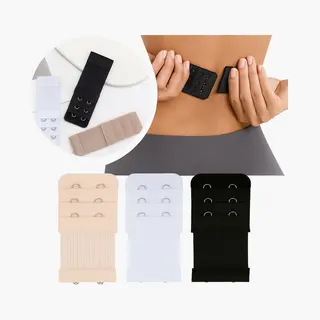 Cheaperito 3x Elastische Bh Verlengstuk I 2 Tussenhaakjes I Bh Accessoires I Beha Verlenger I Bra Extender I Ronde Haakjes I Zwart, Wit & Beige