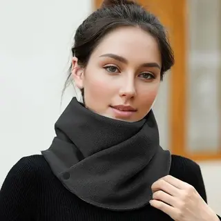 Cheaperito Verstelbare Fleece Nekwarmer Met Drukknopen I Neksjaal I Winddicht I Voor Scooter, Fiets Etc. I Uniseks I Donkergrijs
