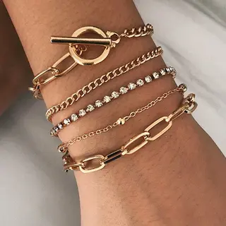 Sorprese Armband - Diamond - Armband Dames - Goudkleurig - 5 Delig - Cadeau - Model B