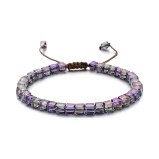 Sorprese Armband - Ibiza Beads - Armband Dames - Vierkante Kralen - Paars Parelmoer - Verstelbaar - Cadeau - Model K