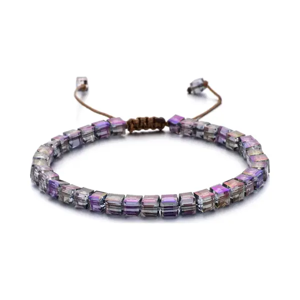 Sorprese Armband - Ibiza Beads - Armband Dames - Vierkante Kralen - Paars Parelmoer - Verstelbaar - Cadeau - Model K thumbnail