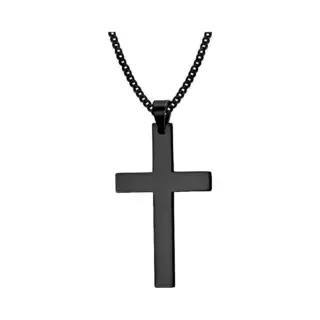 Sorprese Kruis Ketting Heren - Nero - 60 Cm - Zwart - 3 X 2 Cm Hanger - Stoer & Stijlvol - Model V