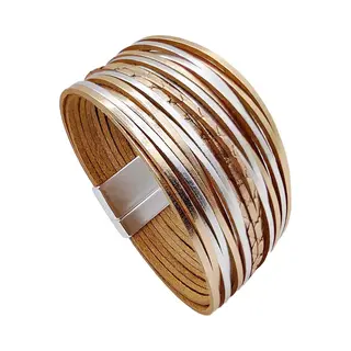 Sorprese Armband - Tricolor - Wikkelarmband - Armband Dames - Leer - Elegant Cadeau - Model M