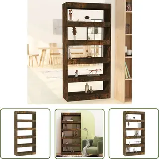 VidaXL Boekenplank - Boekenkast - Boekenkast/kamerscherm 80x30x166 Cm Spaanplaat Gerookt Eiken - Houtsoort - Bruine Kleur - Vintage