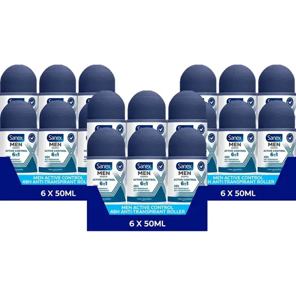 Sanex Men Active Control Anti Transpirant Deodorant Roller 50 Ml - Voordeelverpakking 18 Stuks thumbnail