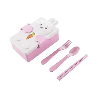 Borvat® - Cartoon Bento Lunchbox Voor Kinderen | 2 Compartimenten | Lekvrij & Bpa-vrij – Met Handige Vakjes En Gratis Bestek Set