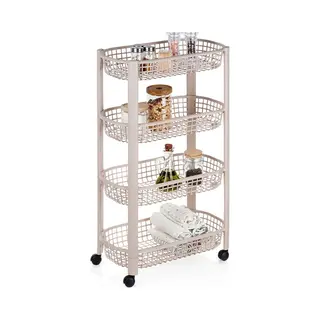 Excellent Houseware - 4-Lagen Verrijdbaar Rek - 46, 5x26x79 Cm - Beige - Mobiel - Praktisch Opslag