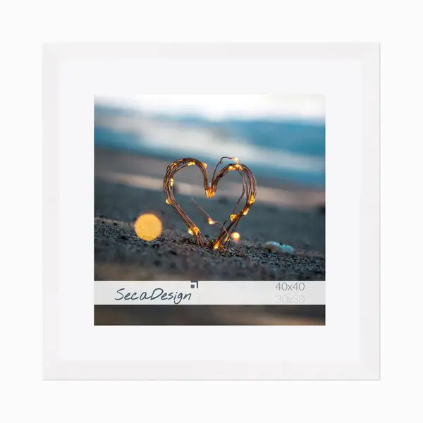 Fotolijst - SecaDesign - Fika - 40x40 / 30x30 Cm Fotomaat Met Passe-partout - Wit - Fotokader thumbnail