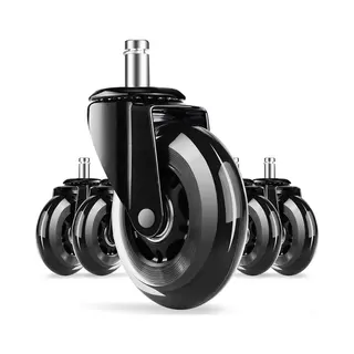 Elekiatech Bureaustoel Wieltjes-voor Bureaustoel-Set Van 5-Geschikt Voor Alle Vloeren En Tapijten-Diameter 11mm-Zwart