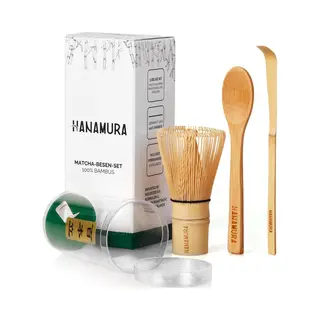 Hanamura Matcha Set 3-delig - Matcha Klopper – Matcha Starterkit Van Bamboe – Inclusief Opbergcase, Matcha Whisk En Matcha Lepel