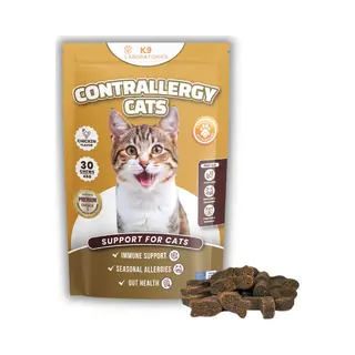 K9 laboratories Contrallergy Kat - Voedingssupplement Voor Katten Met Allergie - Niezen, Hoesten, Jeuk, Rode Huid, Wondjes, Vachtverlies, Atopie Kat, Dermatitis Kat -