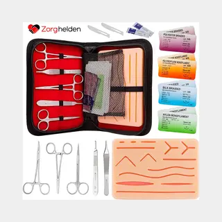 Zorghelden® Professionele Hechtset - 18-Delig Hechttrainingset - Hechtdraad - Naaldvoerder - Hechtstrips - Hechtset Geneeskunde