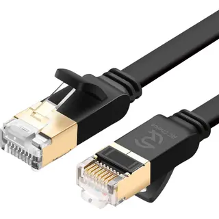 Rc Choice Internetkabel - CAT7 Ethernet Netwerk Tot 10Gbps - RJ45 Platte Utp Kabel - Zwart - 1 Meter