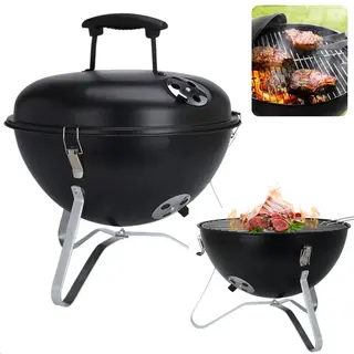Cheqo® Bolvormige Barbecue - Tafel Bbq - Barbecue Tafelmodel - Zwart Metaal - Met Deksel En As Schaal - Inclusief Ebook