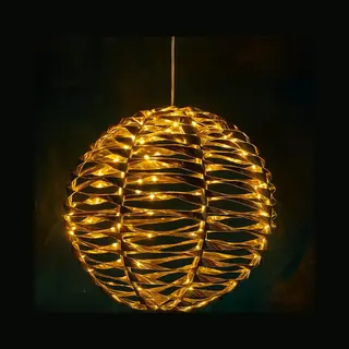 Lomera Verlichte Bal Goud - Led Kerstbal - Warm Witte Verlichting - Microled Verlichting - Metalen Decoratie - Binnenverlichting - Kerstdecoratie Goud