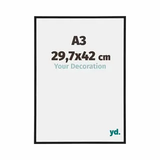 Yd. Your Decoration - Bilderrahmen Din A3 29.7x42 Cm - Schwarz Matt - Bilderrahmen Aus Kunststoff Mit Acrylglas - Antireflex - Rahmen Din A3 29.7x42