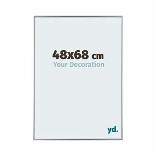 yd. Your Decoration - Picture Frame 48x68 Cm - Silver High Gloss - Decorative Wall Frame In Plastic With Antireflection - Frame 48x68 - Evry