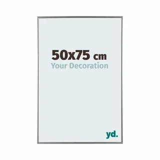 yd. Your Decoration - Picture Frame 50x75 Cm - Silver High Gloss - Decorative Wall Frame In Plastic With Antireflection - Frame 50x75 - Evry