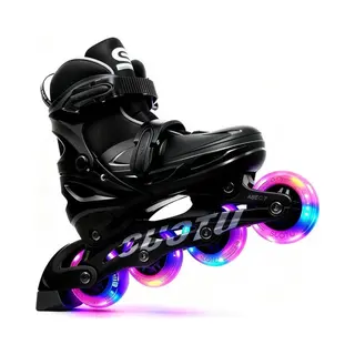 Suotu Skeelers - Inlineskates Verstelbaar - Lijn, S78 - Skeelers Meisjes En Jongens - Maat, Eur 28-30 - Lichtgevende Wielen - Zwart - S