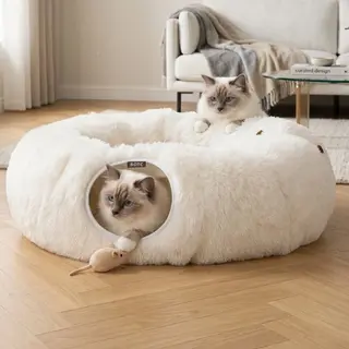 Botc Kattentunnel Met Kattenmand - Speeltunnel Voor Dieren - Tunnel Kat - Kattenhuis - Speeltunnel Kat - Beige