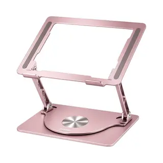 Sounix Laptop Standaard - 360* Draaibaar - Universeel 10 Tot 16 Inch - Aluminium - Alle Laptops - Ergonomisch - Roze