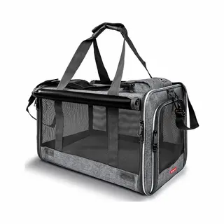 Botc Draagtas Hond En Kat - Hondenrugzak - 45x28x27CM - Hondentas - Reistas - Kattentas - Geschikt Voor Vliegtuig - Donkergrijs