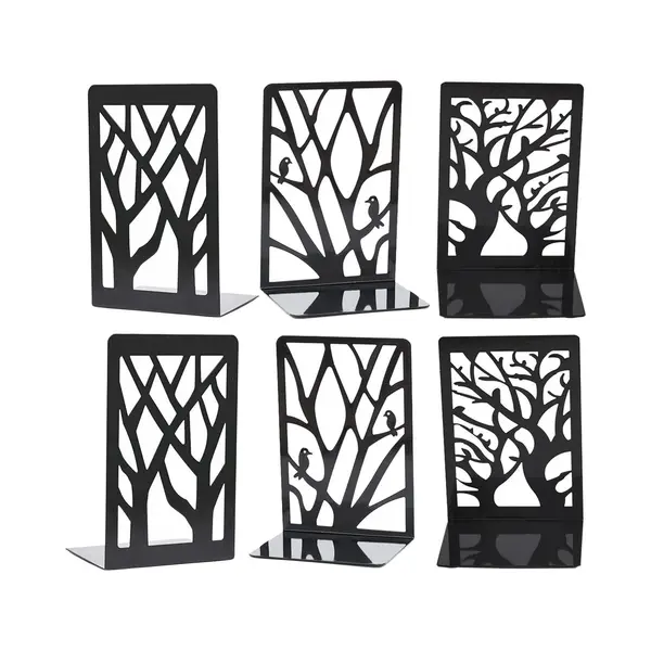 Botc Boekensteun - Set Van 6 - Metalen Boekenstandaard - Boekenhouder - Boeksteun - Book Holder - Zwart thumbnail