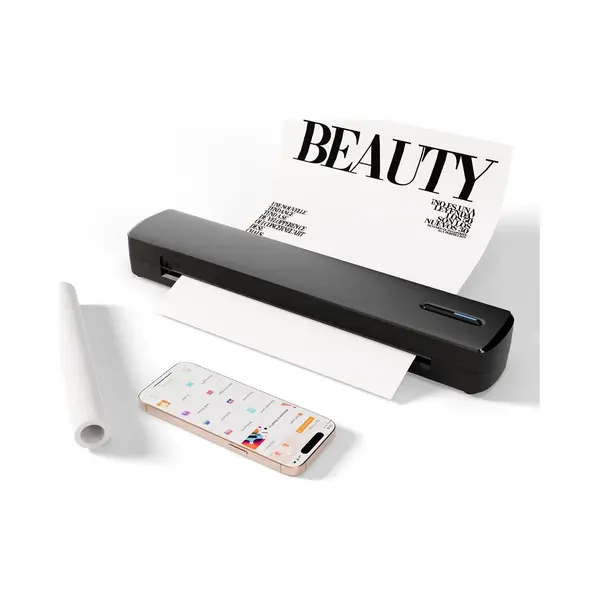 Sounix Portable Bluetooth Printer - A4 Formaat - Draadloos - Thermische Inktvrije Printer - Zwart thumbnail