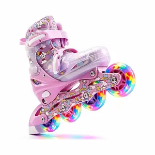 Suotu Skeelers - Inlineskates Verstelbaar - Lijn, S78 - Skeelers Meisjes En Jongens - Maat, Eur 32-36 - Lichtgevende Wielen - S78 - Eenhoorn - S