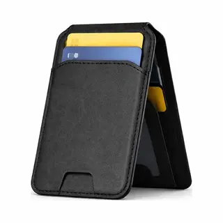 waeyz Magnetische Uitklapbare Pasjeshouder Hoesje Met Magnetische Sluiting Geschikt Voor IPhone 12/13/14/15/16/17 Kaarthouder Case – Zwart – Portemonnee