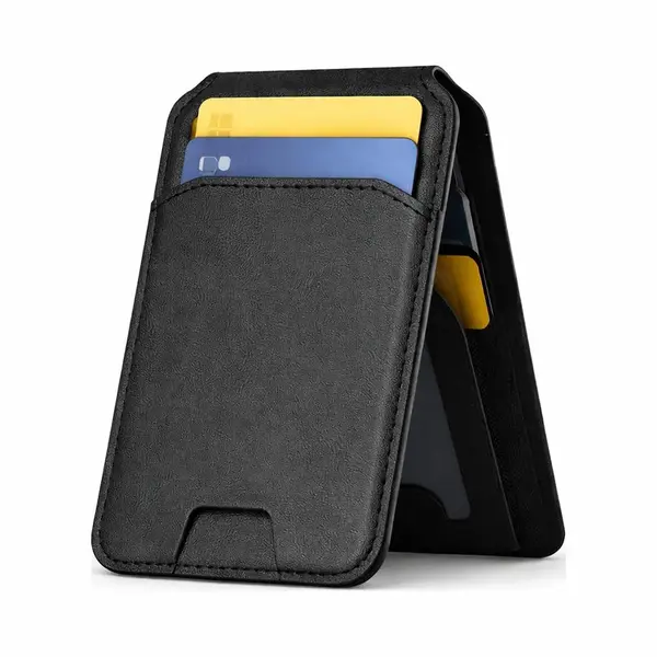 waeyz Magnetische Uitklapbare Pasjeshouder Hoesje Met Magnetische Sluiting Geschikt Voor IPhone 12/13/14/15/16/17 Kaarthouder Case – Zwart – Portemonnee thumbnail