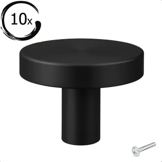 By Mjm Meubelknop Harbor Rond Zwart Set 10 Stuks - Kast Knopjes - Kastknoppen Zwart - Meubelknop- - Deurknoppen Voor Kasten - Meubelbeslag - Deurknopjes -