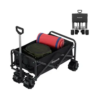 LifeGoods Bolderkar Opvouwbaar - 94L - 80KG Draagkracht - 98x59x107CM - Stevige Wielen Met Rem - Inklapbare Bolderwagen Met Wasbare Hoes - Zwart