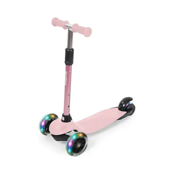 LifeGoods - HappyStep - Kinder-Roller - Schritt 2-5 Jahre - 3 Leuchtende Led-Räder - Höhenverstellbar - Jungen/Mädchen - Pastellrosa thumbnail