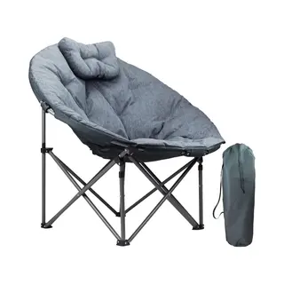 Trvlmore Campingstoel - Xl - Opvouwbaar - Incl. Draagtas - Kampeerstoel - Vlinderstoel - 150 Kg Draagvermogen - Grijs