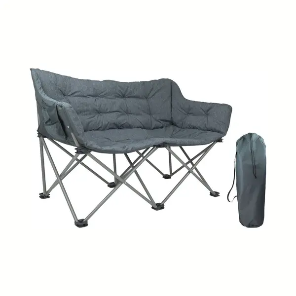 Trvlmore Campingstuhl - 2 Personen - Zusammenklappbar - Inkl. Tragetasche - Campingstuhl - 240 Kg Belastbarkeit - Grau thumbnail