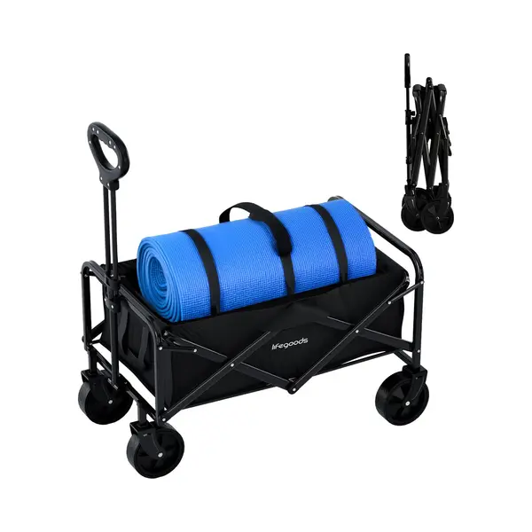LifeGoods Wagon - Faltbar - 80KG Tragfähigkeit - 80L - Waschbares Polyester - Kompakt - Schwarz thumbnail