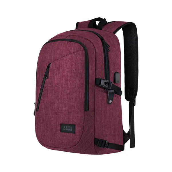Trvlmore 25L Rugzak - Rugtas Met 15, 6 Inch Laptopvak - Schooltas - Spatwaterdicht - Heren En Dames - Jongens En Meisjes - Burgundy thumbnail