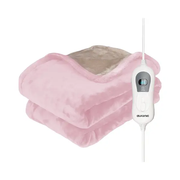 Auronic Electric Blanket - 200x180cm - Wärmedecke - 2 Personen - 3 Wärmestufen - Decke - Mit Timer - Heizdecke - Pink thumbnail