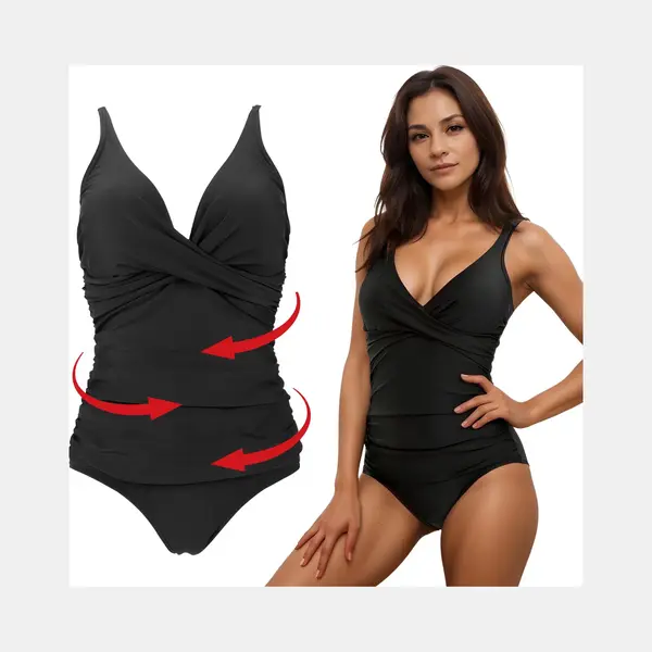 Renalux - Corrigerend Badpak Dames Met Verstelbare Bandjes - Shaping Badpak - Corrigerend Badpakken Voor Dames - Zwart - M thumbnail