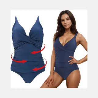 Renalux - Corrigerend Badpak Dames Met Verstelbare Bandjes - Shaping Badpak - Corrigerend Badpakken Voor Dames - Donkerblauw - M