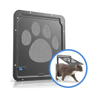 Diverza Kattenluik Hordeur - 29x24cm - Hondenluik - Geschikt Voor Katten En Honden (tot 15kg) - Kattendeur Vliegenraam - Zwart