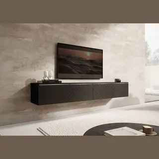 Meubella Tv-Meubel Dixon - Zwart Visgraat - 180 Cm