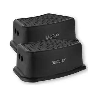 Buddley Trittstufe Schwarz Set (2X) - Trittstufe Kinder - Hocker Badezimmer - Küchenstufe Trittstufe - Kinderstufen - Badezimmerhocker - Trittstufe