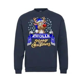 Vundy Kersttrui Zwolle | Foute Kersttrui Dames Heren | Kerstcadeau | Pec Zwolle Supporter | Navy | Maat 116/128