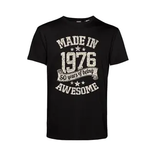 Vundy T-shirt Made In 1976 | 50 Jaar Shirt | Verjaardag Cadeau Voor Mannen | Zwart | Maat L