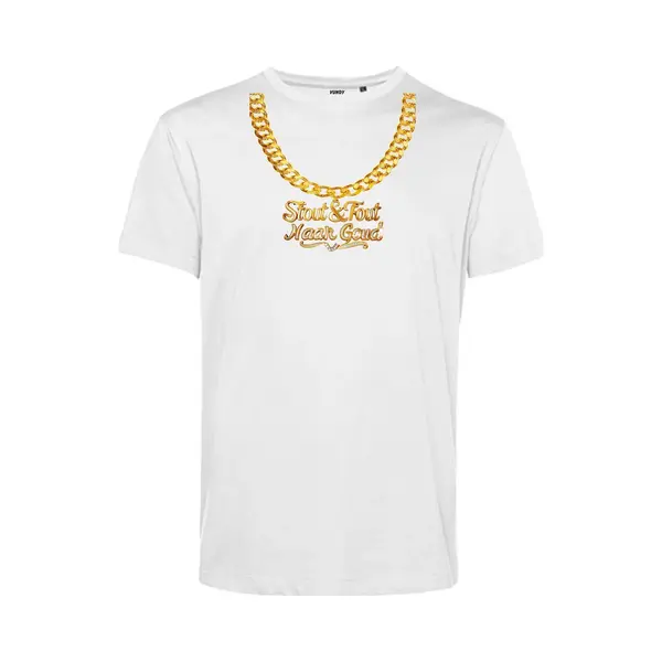 Vundy T-shirt Gouden Ketting Hangertje | Toppers In Concert 2025 | Stout & Fout Maar Goud | Foute Party Shirt | Wit | Maat 5XL thumbnail